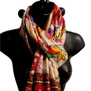 Pure fine wool embroidery stole 70x120